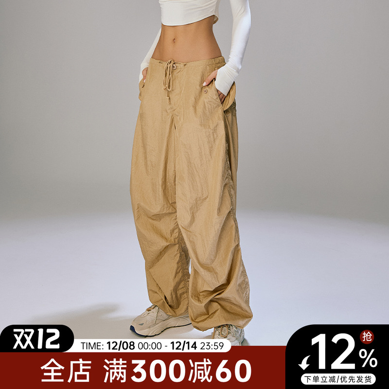 Choc肯豆kendall同款宽松休闲金色低腰裤urbancore美式复古工装裤