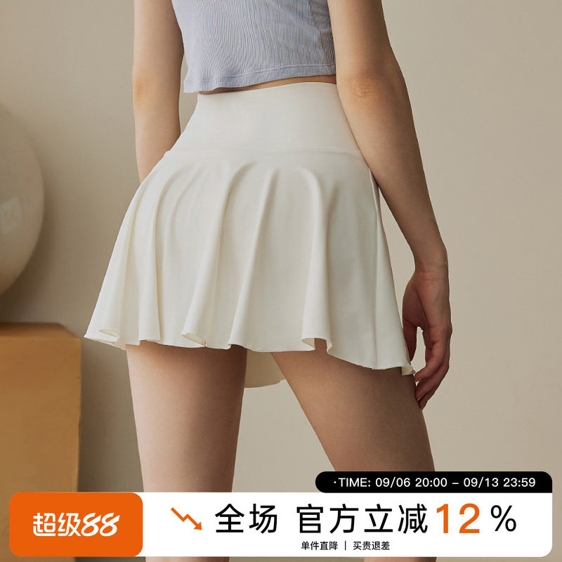 白色运动短裙女夏健身半身裙图片