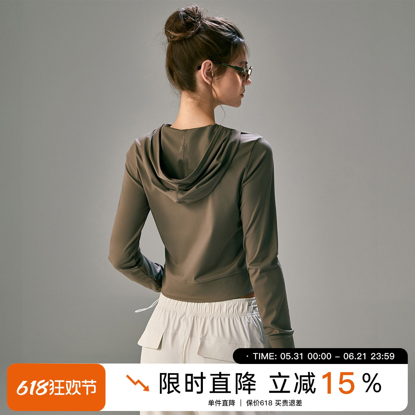 Choc女孩秋冬运动外套女宽松连帽长袖修身瑜伽服跑步训练健身服