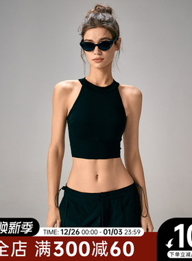 Choc女孩运动内衣女固定杯防震聚拢健身文胸无袖训练瑜伽背心上衣