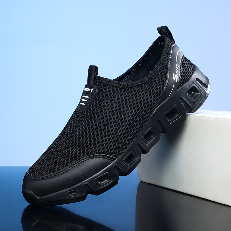 夏季网面特大码46透气大脚骨老人鞋男47黑色运动鞋48加肥宽爸爸鞋