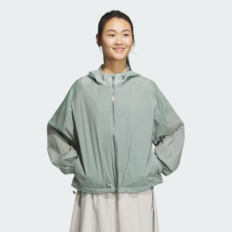 adidas阿迪达斯皮肤衣女2025夏季梭织运动休闲连帽防晒夹克JZ1657