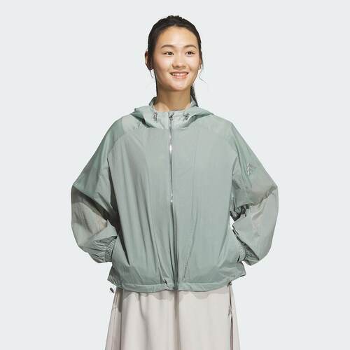 adidas阿迪达斯皮肤衣女2025夏季梭织运动休闲连帽防晒夹克JZ1657