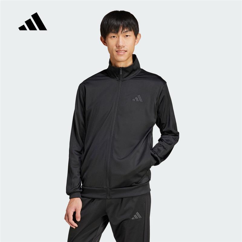 adidas阿迪达斯外套男子2025春季新款运动休闲针织立领夹克JI8818