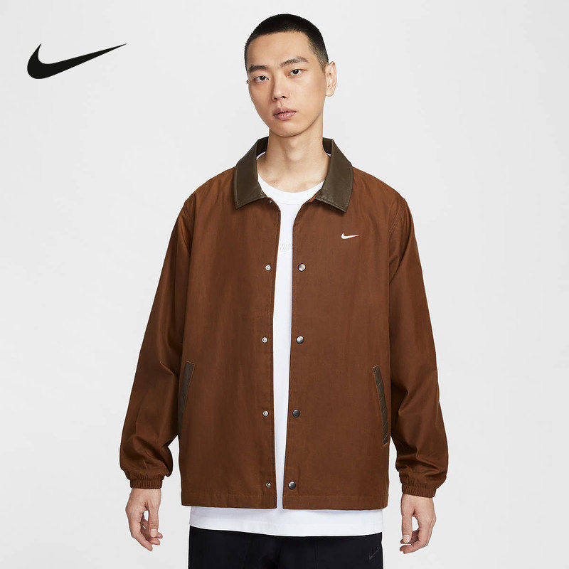 Nike耐克男子外套2026春休闲按扣复古宽松翻领教练夹克IQ3974-281