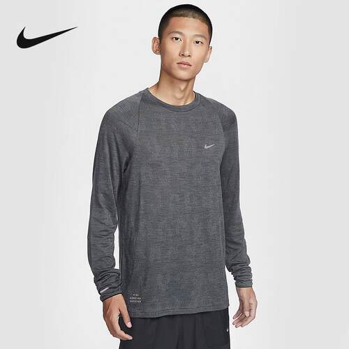 Nike耐克长袖T恤男子2024冬季新款跑步训练圆领套头衫FZ1126-010
