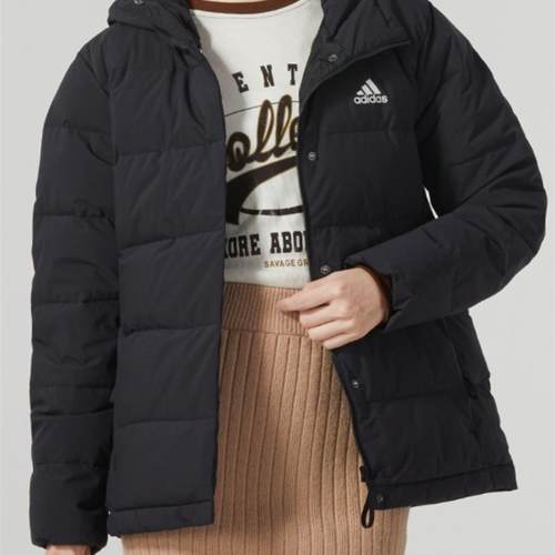 阿迪达斯连帽羽绒服外套女秋季新款运动服短款保暖棉羽夹克HG8747