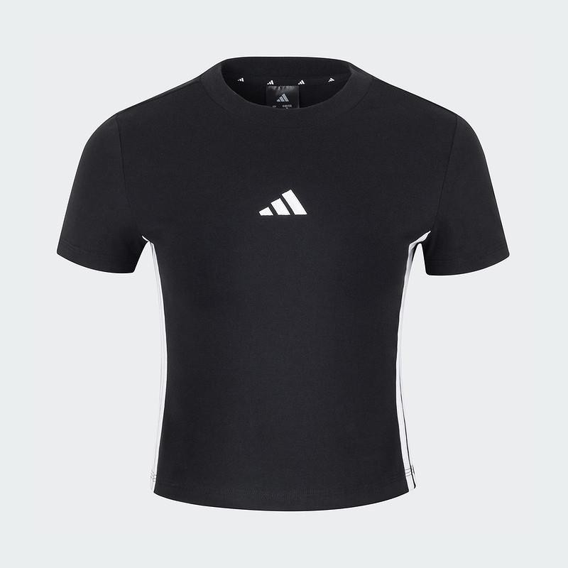 adidas阿迪达斯短袖女子2025春季运动休闲透气短款紧身T恤JY8570
