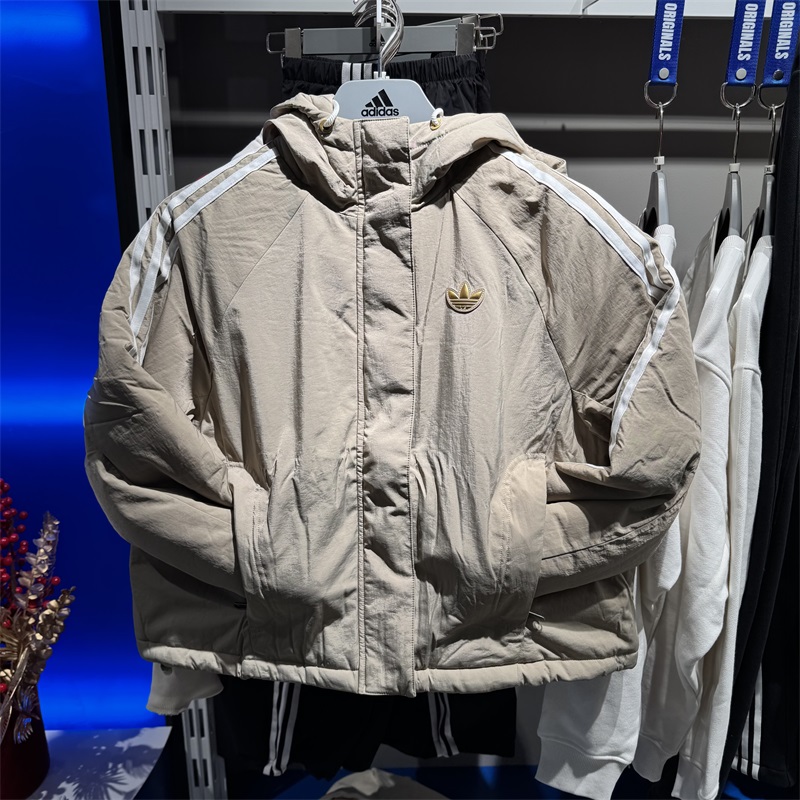 阿迪达斯三叶草棉服女2025年蛇年新款休闲保暖连帽棉衣外套KA5314