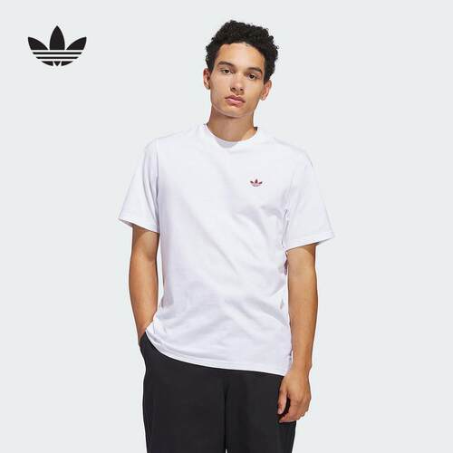 阿迪达斯三叶草短袖男子2025夏季运动休闲圆领透气印花T恤 JD2796
