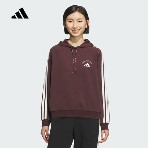 adidas阿迪达斯运动卫衣女士2025冬休闲连帽套头衫KC0033  KC0034