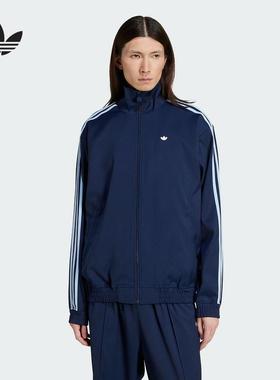 阿迪达斯三叶草外套男25春季新款梭织立领运动宽松休闲夹克JC6358