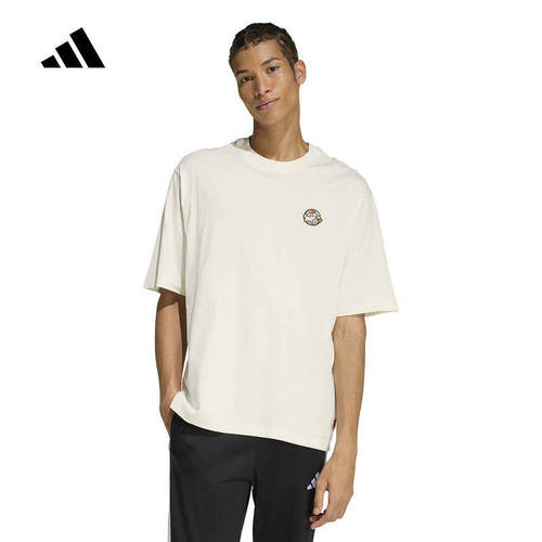 adidas阿迪达斯短袖男2026春季卡通刺绣简约透气T恤JZ5062 JZ5063
