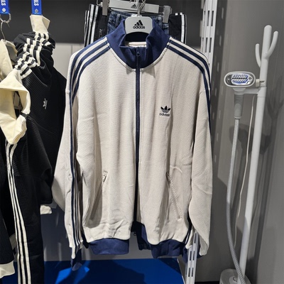 阿迪达斯三叶草外套男2025秋华夫格立领夹克KC2618 KC2619 KC2620