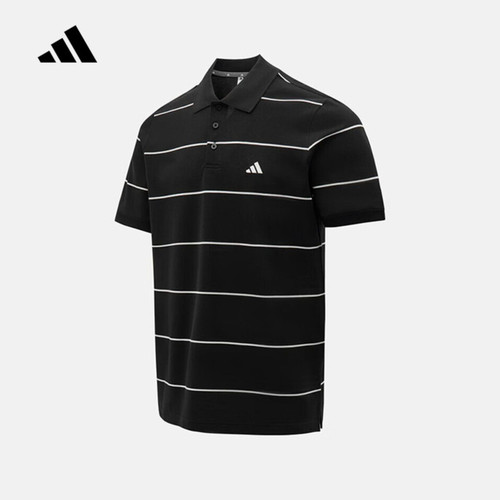 adidas阿迪达斯短袖男2026夏条纹商务风翻领POLO衫 KS0419 KS0420