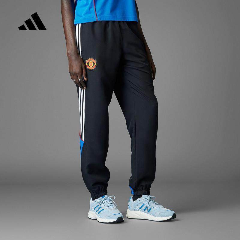 adidas阿迪达斯男裤2025夏季曼联足球训练透气运动针织长裤JF0371