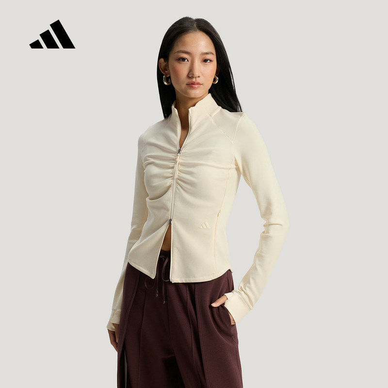 adidas阿迪达斯外套女2026春修身塑身针织运动夹克KU5376 KU5384