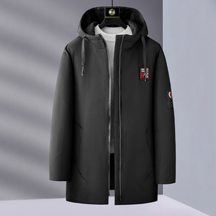 男士中长款白鸭绒羽绒服新款冬季加厚中青年男款休闲防风外套潮