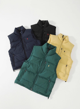 跨境高品质RL拉夫小马刺绣立领羽绒马甲防沾水保暖羽绒服男情侣款