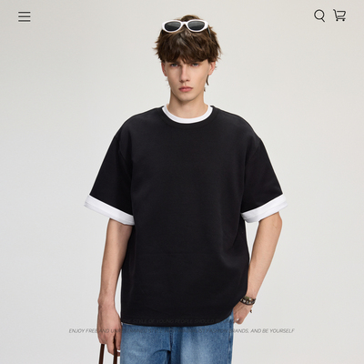 NOT ANXIOUS 春夏纯棉重磅280g短袖T恤男宽松大码美式潮牌印花