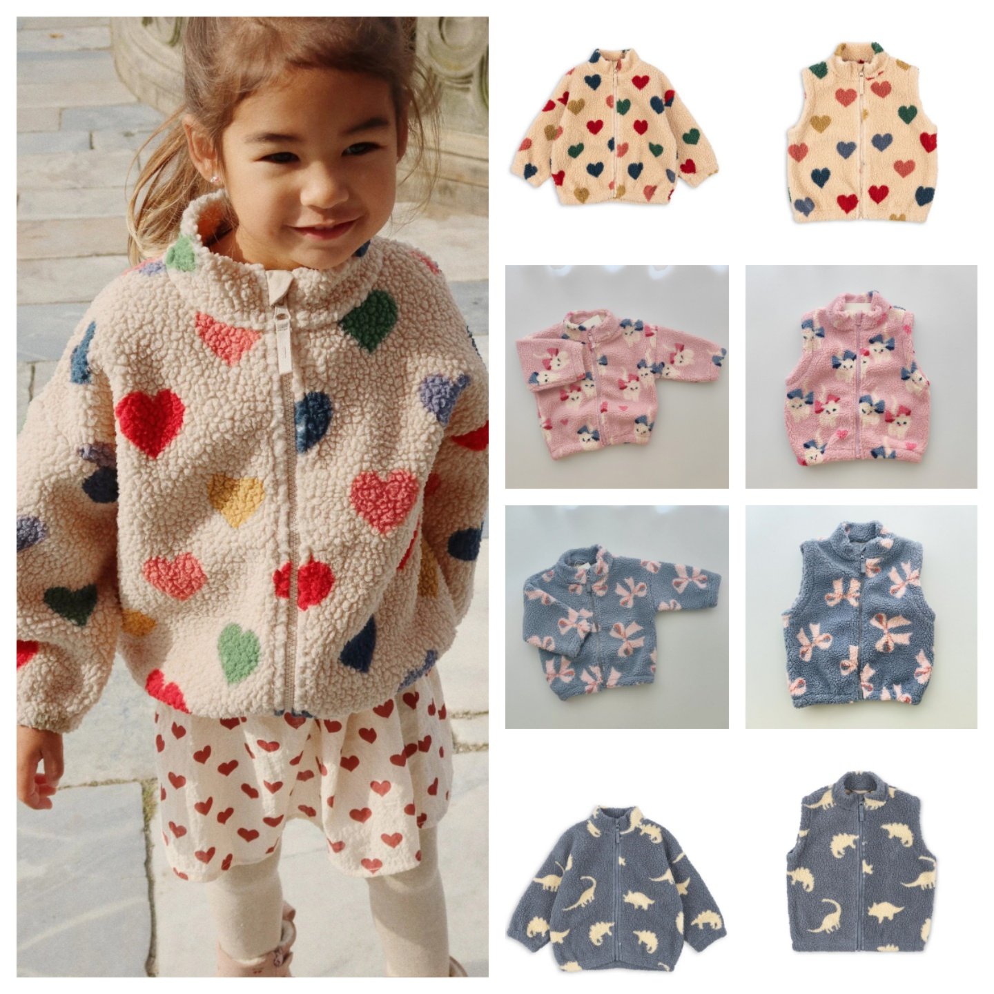 儿童ks双层厚款羊羔绒拉链外套