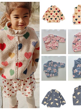 25AW秋冬欧美儿童ks双层厚款羊羔绒拉链外套男女宝宝保暖背心马甲