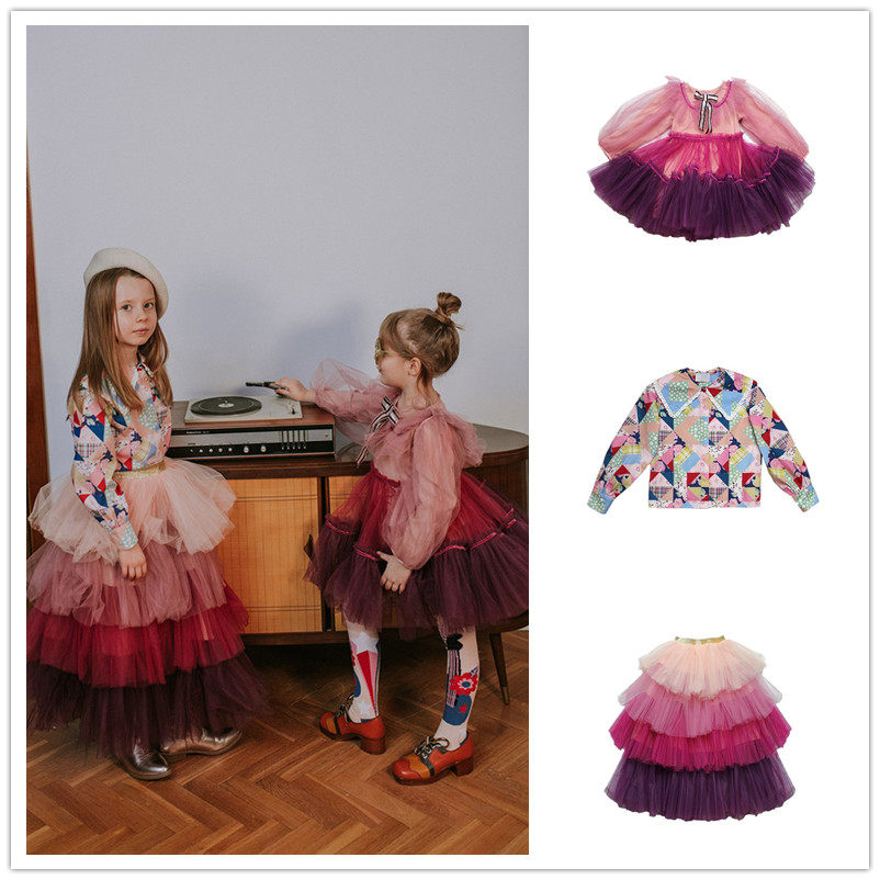 ras21春秋女童渐变色网纱连衣裙