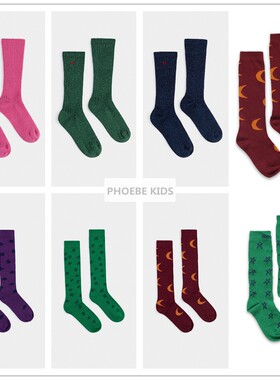 西班牙BC同款男女宝宝纯棉中筒长袜子儿童秋冬保暖刺绣印花袜子