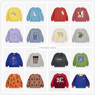 打底衫 BC24AW欧美儿童秋冬装 卡通加绒卫衣男女宝宝保暖圆领长袖