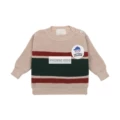 Apricot Red and Green Striped Sweater