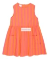 Wyn Orange Vertical Striped Sleeveless Dress