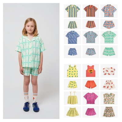 男童女童春夏纯棉短袖衬衫短裤