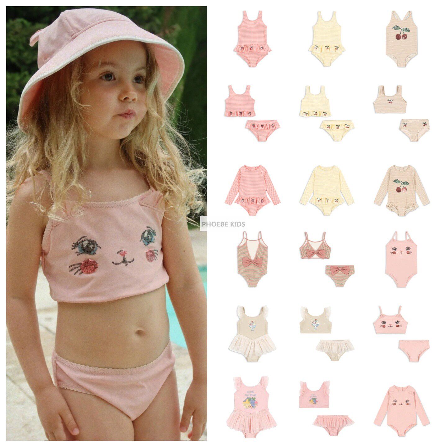 26SS春夏女童ks樱桃草莓亮片连体游泳衣宝宝儿童沙滩可爱分体套装