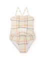 Bo White Plaid One-Piece (Comes with a Swimming Cap of the Same Color)