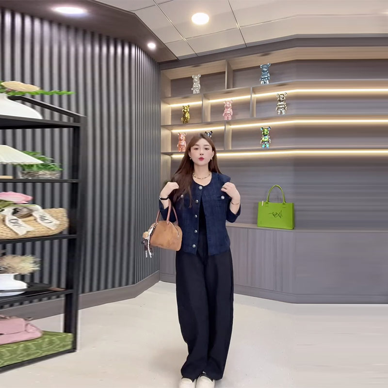 大码女装圆领长袖开衫外套