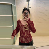 蕾丝小衫 胖妹妹2026新款 百搭韩版 加肥女大圆领长袖 轻熟风时尚 上衣