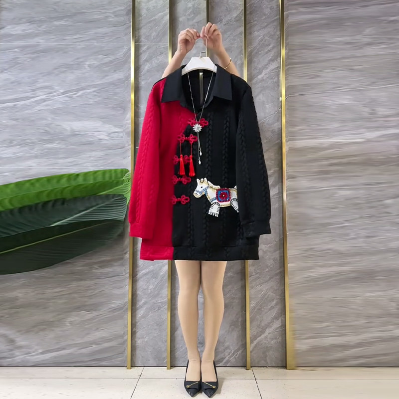 大码女装翻领拼色AB版长袖上衣宽松遮肚子胖妹妹韩版麻花纹针织衫,女装/女士精品,大码内搭,淘宝优惠券,粉丝福利购,淘宝优惠卷