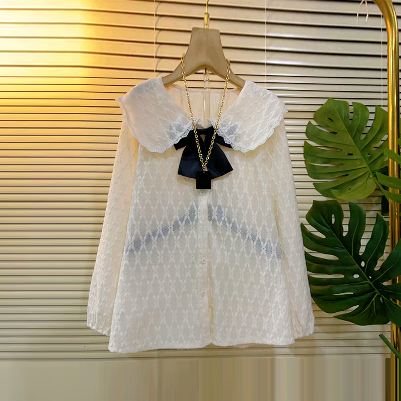 大码女装娃娃领长袖小衫