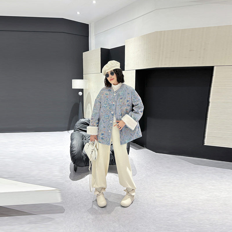 加肥毛毛袖口花纹新中式外套胖妹妹时尚秋冬款洋气设计感棉服上衣,女装/女士精品,大码棉服,淘宝优惠券,粉丝福利购,淘宝优惠卷