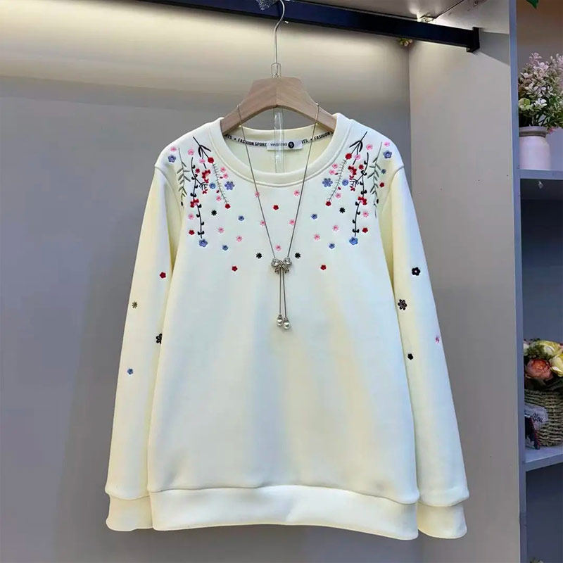 大码女装彩色花朵圆领卫衣宽松遮肚子胖妹妹韩版减龄显瘦休闲上衣,女装/女士精品,大码内搭,淘宝优惠券,粉丝福利购,淘宝优惠卷