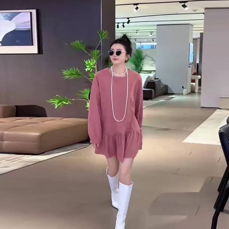 加肥后背纽扣长袖拼底摆上衣宽松遮肚子大码女装韩版甜美减龄大衫,女装/女士精品,大码内搭,淘宝优惠券,粉丝福利购,淘宝优惠卷