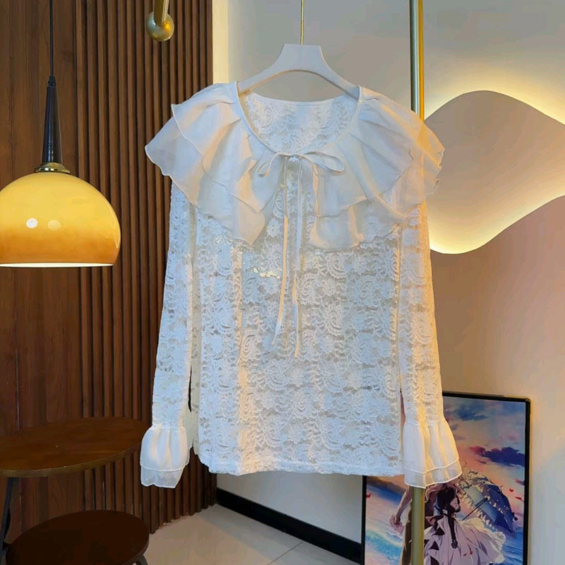 胖妹妹披肩领微喇袖口小衫