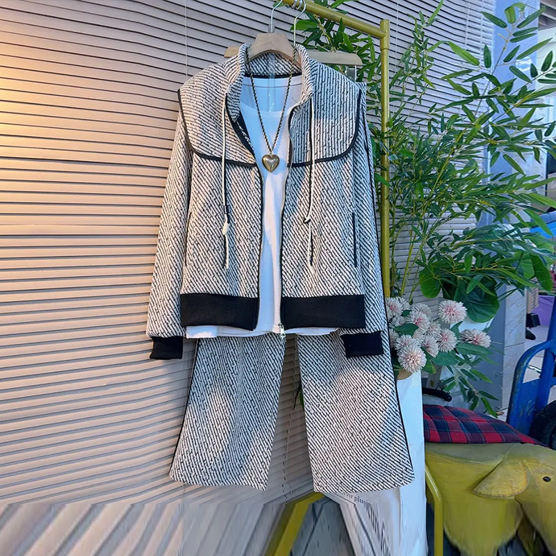 加肥女立领披肩长袖上衣松紧腰阔腿长裤韩版减龄胖妹妹休闲两件套,女装/女士精品,大码套装,淘宝优惠券,粉丝福利购,淘宝优惠卷