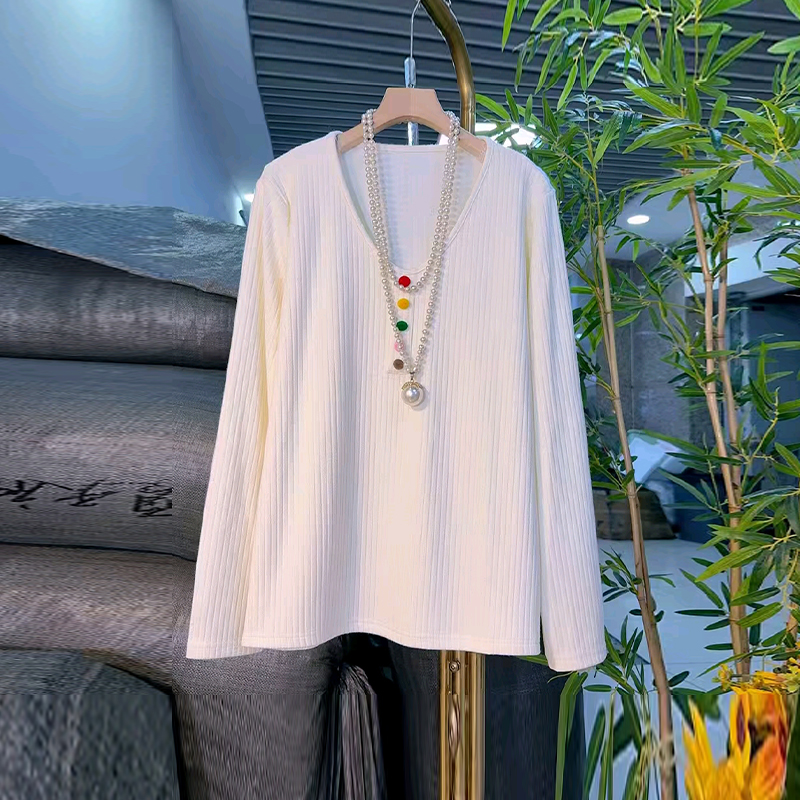 大码女装彩色纽扣领长袖上衣