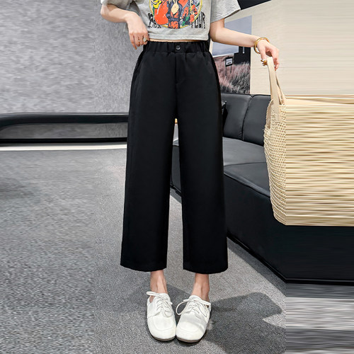 大码女装松紧腰九分裤子