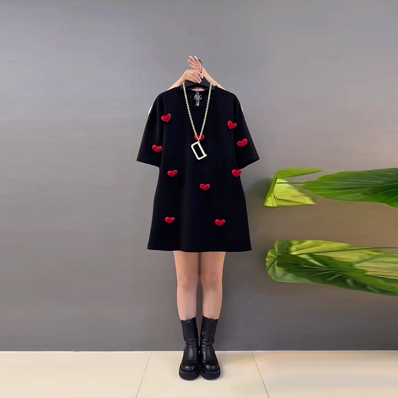 大码女装立体爱心短袖上衣