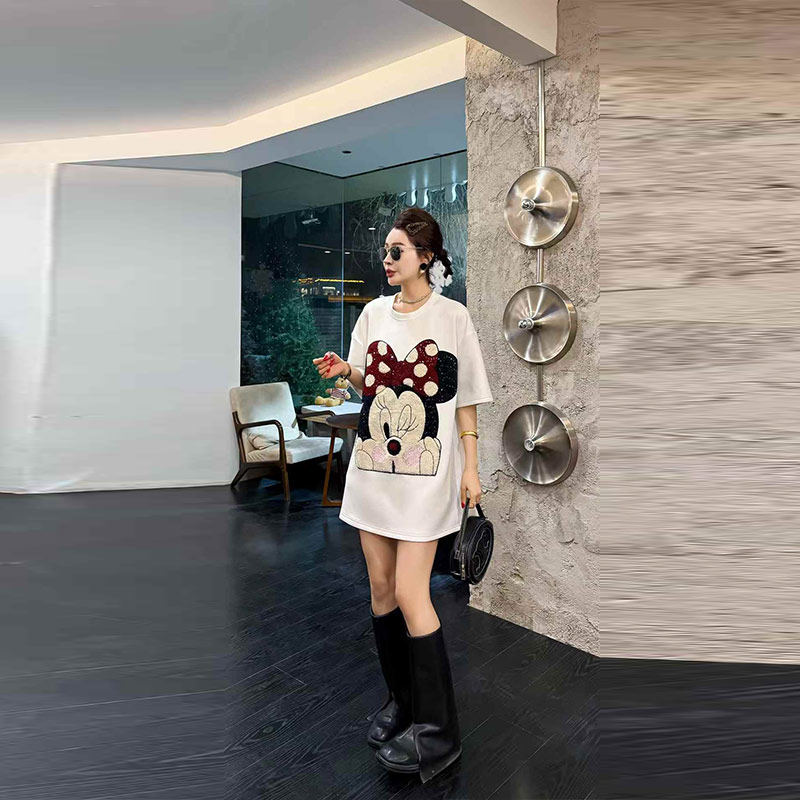 大码女装卡通图案短袖T恤衫