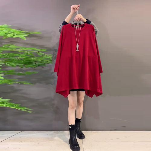 大码女装圆领长袖净版大衫