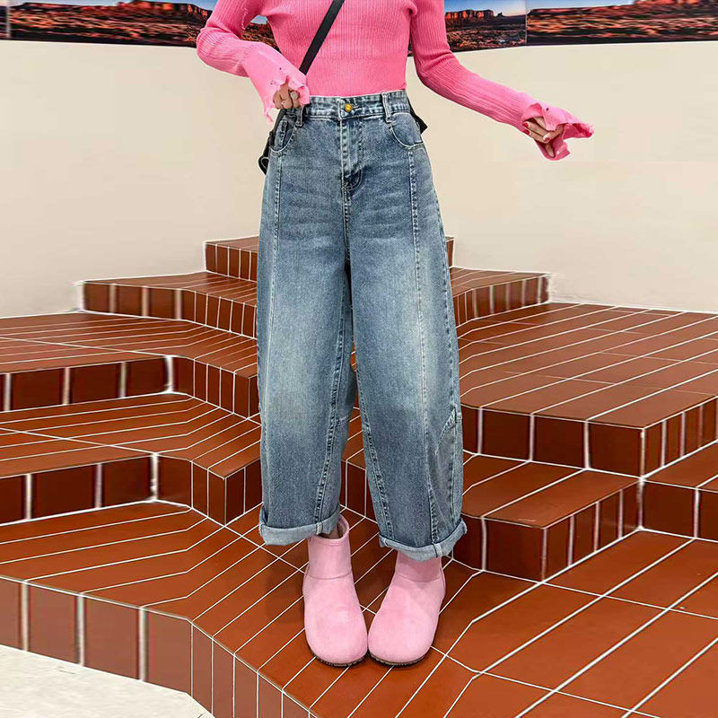 大码女装斜压线阔腿长裤胖妹妹欧洲站宽松遮胯时尚减龄百搭牛仔裤,女装/女士精品,大码裤装,淘宝优惠券,粉丝福利购,淘宝优惠卷