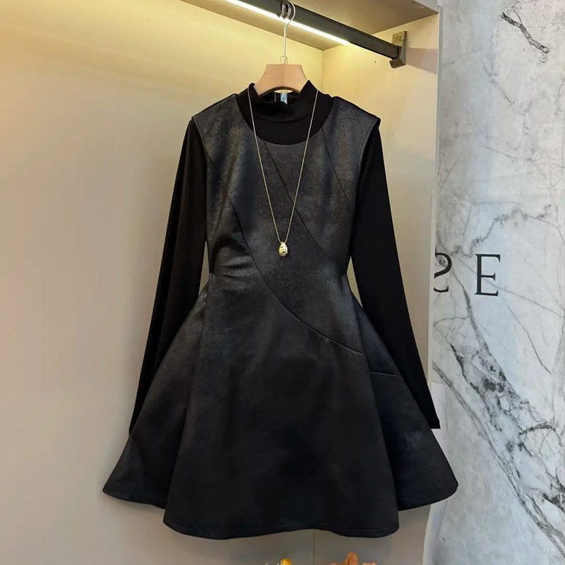 加肥女立领长袖打底衫晕染马甲裙胖妹妹气质轻熟风显瘦洋气两件套,女装/女士精品,大码套装,淘宝优惠券,粉丝福利购,淘宝优惠卷